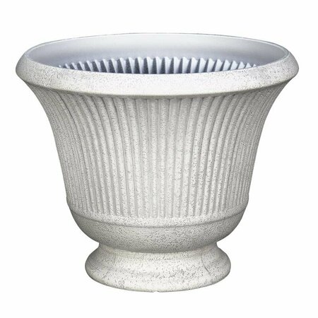 L&G SOLUTIONS 12.9 in. H X 16 in. D Polyresin Pedestal Urn Planter Stone PVE8016TSI